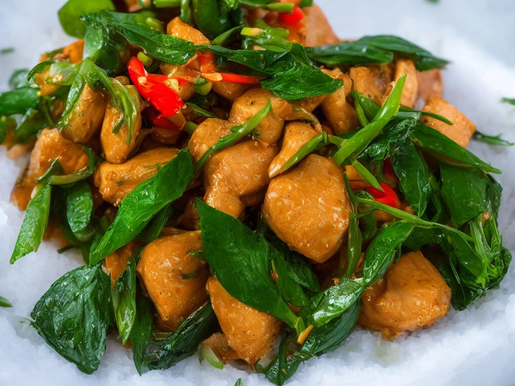 ผัดฉ่าปลา — Cha-om Fish Stir-fry
